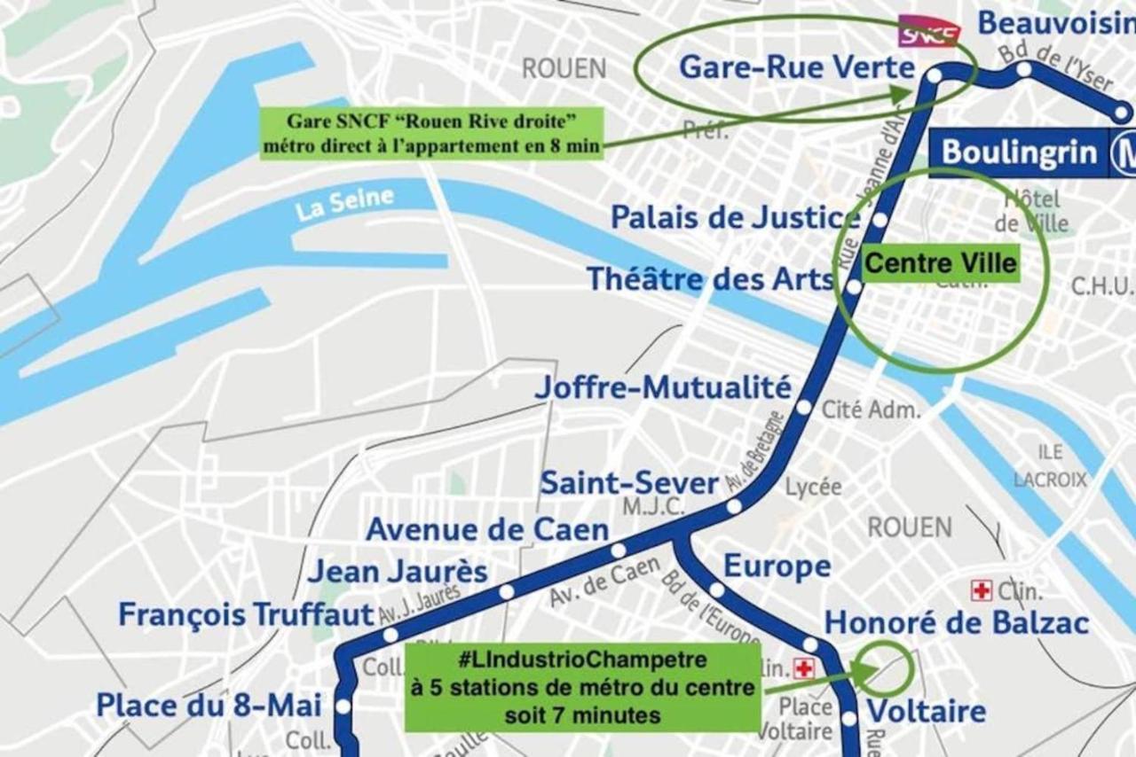 #Lindustriochampetre Free Parking, Bien Situe, Spacieux, Proche Clinique Rouen Exteriör bild